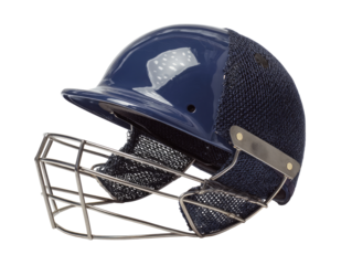 Dark-blue cricket helmet with face guard