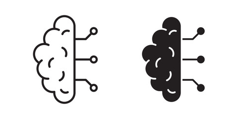 AI Brain icon . Vector illustration with stroke and fill on a white background.