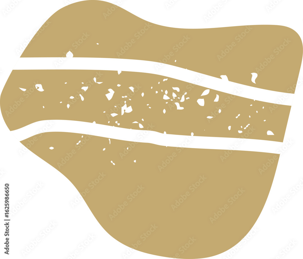 Poster retro design element featuring an abstract blob shape with white stripes against a textured backgrou