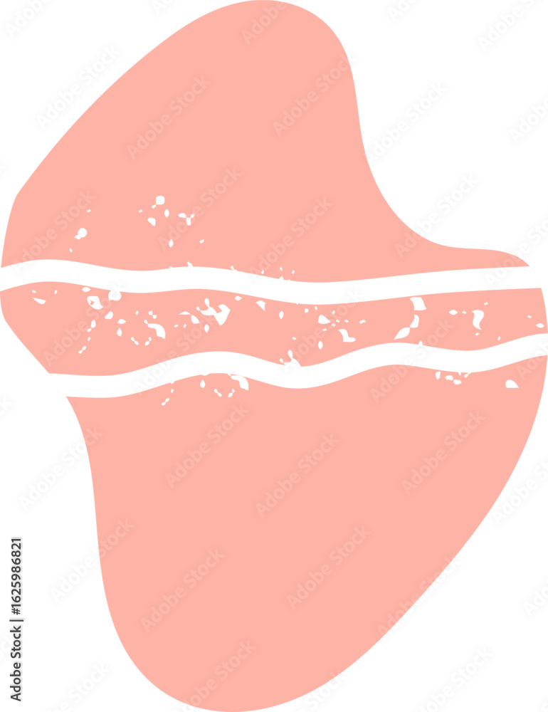 Poster pink abstract organic blob featuring a grunge texture and white stripes, creating a modern and elega
