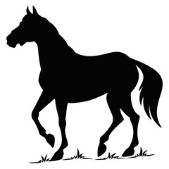 Horse silhouette vector illustration of a running stallion on white background