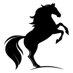 Running wild horse silhouette vector illustration in black