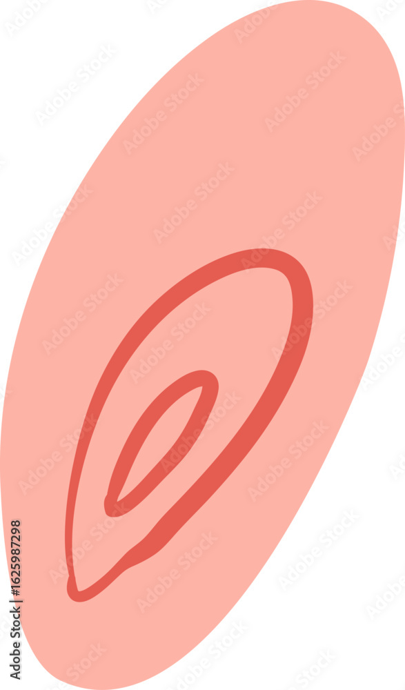 Poster minimalist pink oval featuring dynamic red curved lines, creating an abstract pattern that embodies 