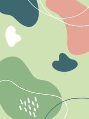 Green, pink, white and dark teal organic shapes and lines are creating a modern and contemporary design, perfect for backgrounds, social media posts, posters and more