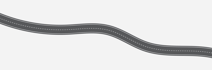 Top view on a curved highway road map. Roadmap diagram, Vector illustration.