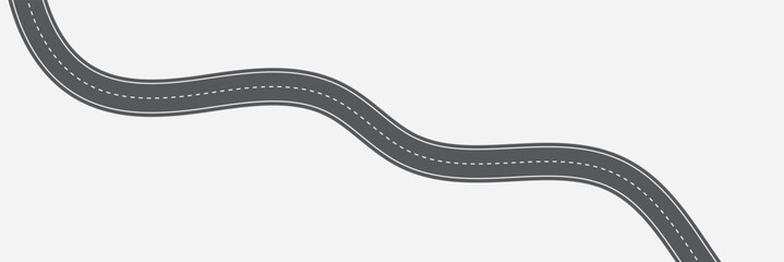 Top view on a curved highway road map. Roadmap diagram, Vector illustration.