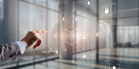 3D cube concept. Security in the field of data protection and banking services