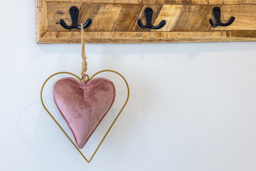 Heart Decoration Hanging on Wooden Rack