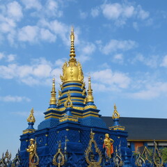 Wat Rong Suea Ten,Ornate architecture, Buddha and figures in the Blue Temple in Chiang Rai, Thailand, Asia