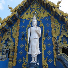 Wat Rong Suea Ten,Ornate architecture, Buddha and figures in the Blue Temple in Chiang Rai, Thailand, Asia