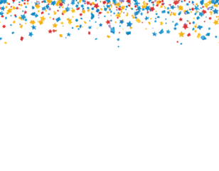 Bright and colorful confetti falls gracefully, isolated on a transparent background—perfect for party visuals, celebrations, digital overlays, and festive graphic design.
