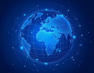 Naklejka premium Glowing Digital Globe World with Network Connections