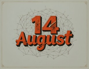 14 August typography with simple background.