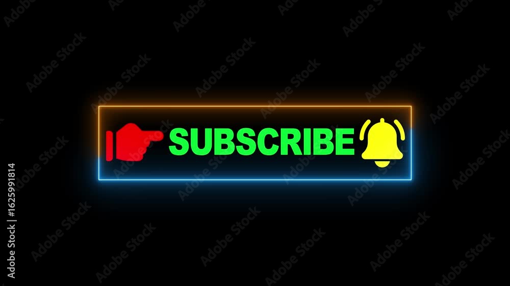 Aufkleber neon end screen. subscribe button and outro for gaming and video channels.neon youtube subscribe fog