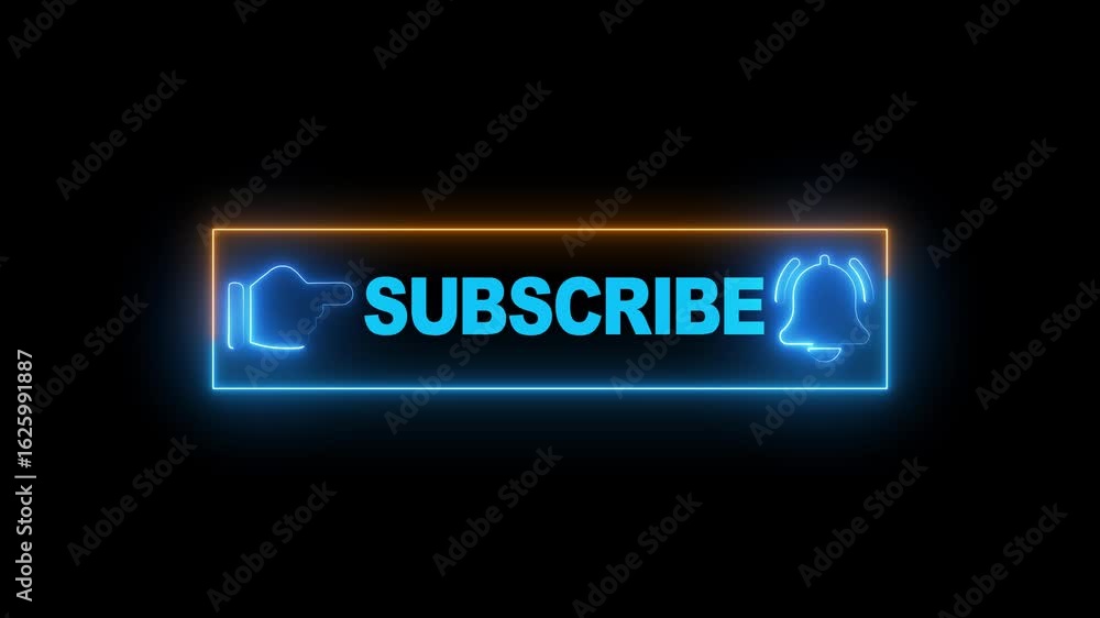 Poster glowing neon light subscribe button animation. subscribe text.vibrant neon 