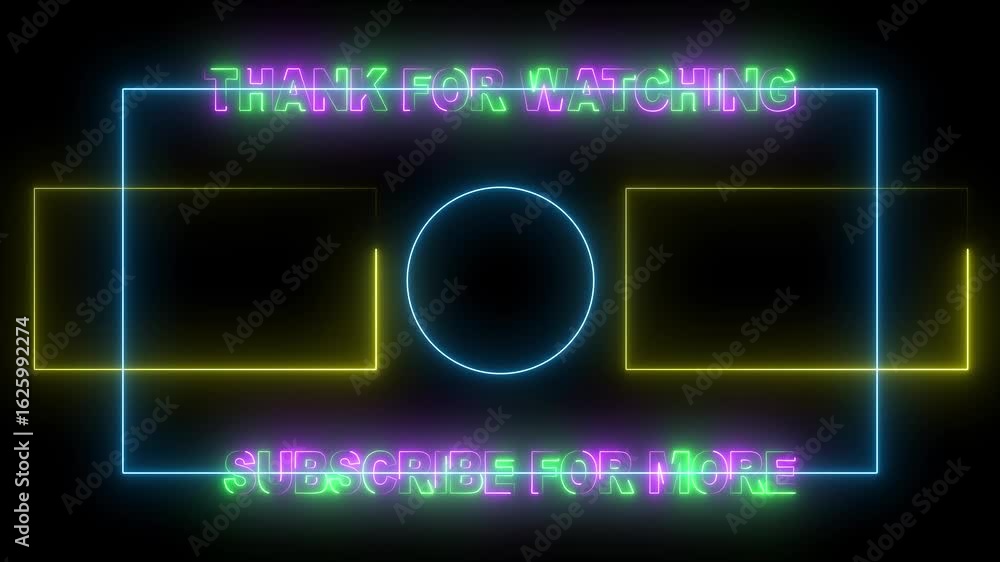 Aufkleber neon animated end screen for youtube or social media. features customizable green screen areas and a