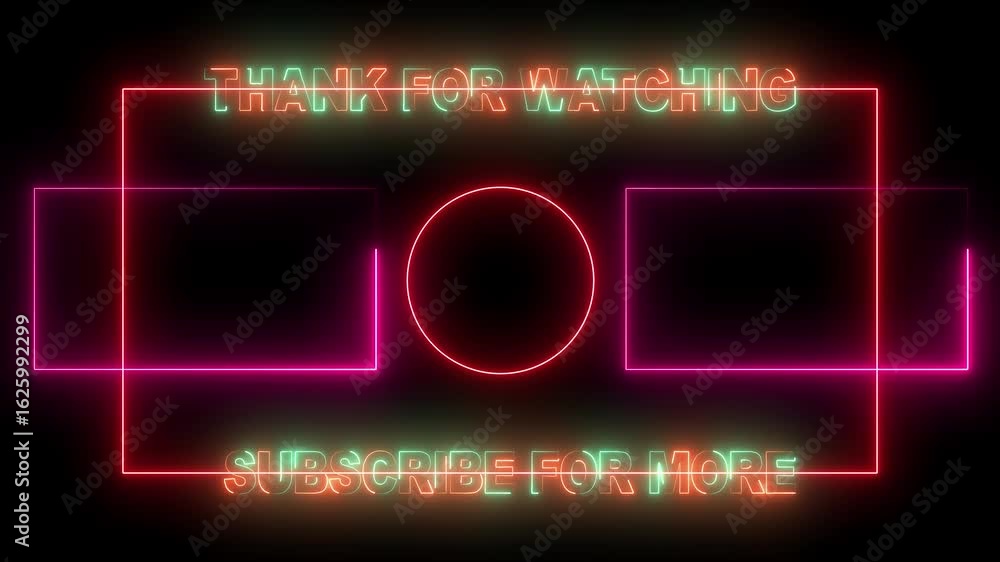 Poster live streaming overlay subscribe text animation on air neon glow sign animation on black background.