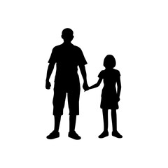 silhouette of father and son