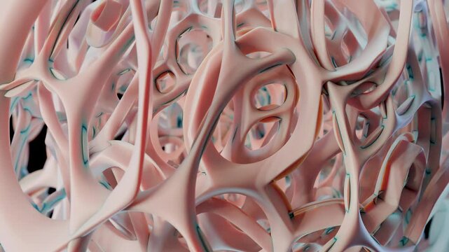 Human spongy bone tissue, healthy osteoporosis structure, 3d render