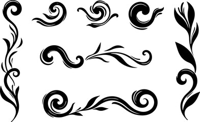 Fototapeta premium Elegant Ornamental Flourish & Swirl Vector Set
