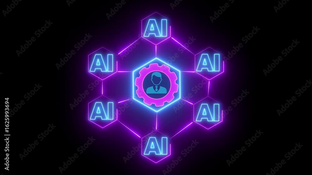 Poster ai artificial intelligence machine learning concept, big data, innovation technology, cloud computin