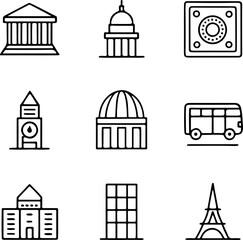 Government and Landmark Building Icon Set