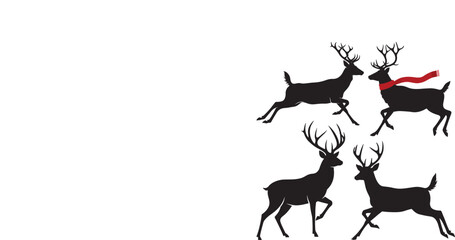 Fototapeta premium A vector illustration of a wild black deer silhouette with large antlers