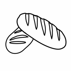 Ilustrasi Garis Roti Baguette
Black and white line vector of two baguette breads, perfect for logos, food icons, or decoration.