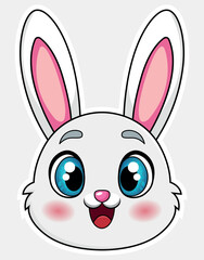Cute Happy Bunny Face with Big Blue Eyes