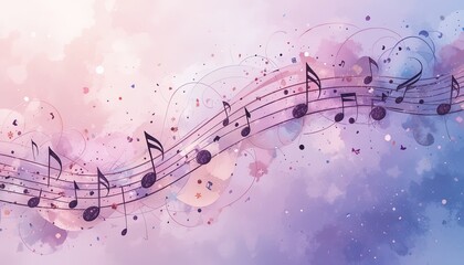 Delicate musical notes in pastel colors.