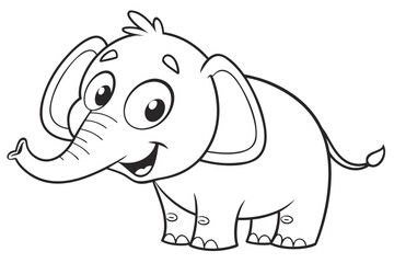 Cute cartoon animal, cute zoo pictures, coloring book pages for kids. Isolated line art on a white background