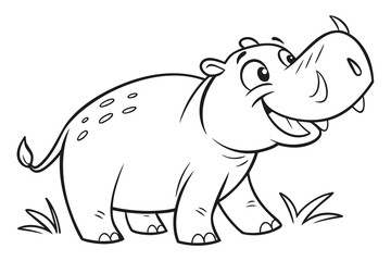 Obraz premium Cute cartoon animal, cute zoo pictures, coloring book pages for kids. Isolated line art on a white background