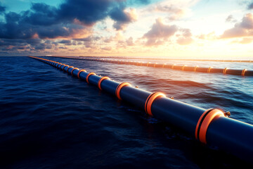 Innovative Ocean Cleanup Technology Marine Environment Photography Emerging Green Solutions Aerial Viewpoint Revolutionizing Pollution Control with Sustainable Innovation