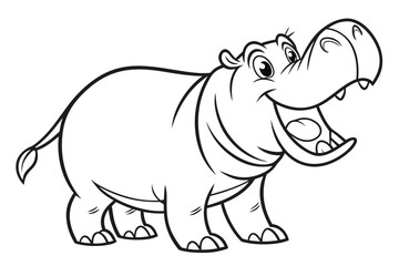 Obraz premium Cute cartoon animal, cute zoo pictures, coloring book pages for kids. Isolated line art on a white background