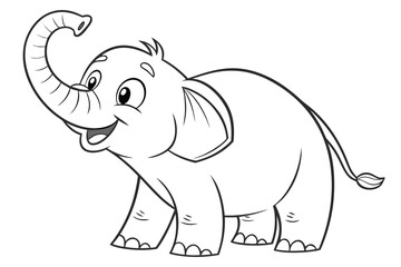 Fototapeta premium Cute cartoon animal, cute zoo pictures, coloring book pages for kids. Isolated line art on a white background