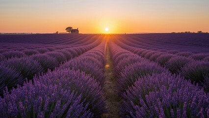 Obraz premium lavender field at sunset