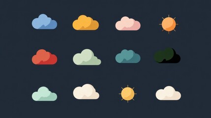 Colorful flat weather icons