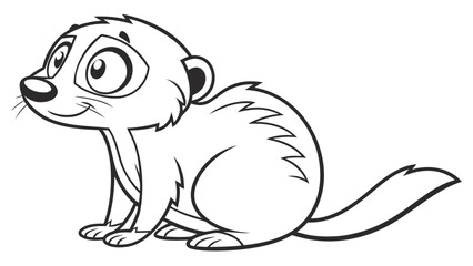 Fototapeta premium Cute cartoon animal, cute zoo pictures, coloring book pages for kids. Isolated line art on a white background