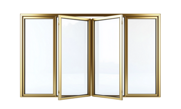 Folding mirror with elegant gold frame design. isolated on white background and transparent background - Powered by Adobe