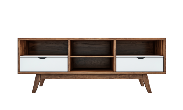 Stylish modern tv stand living room furniture contemporary design eye-level view home decor inspiration - Powered by Adobe