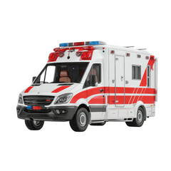 A modern ambulance equipped with emergency lights and essential medical tools, ready for urgent medical care in city settings.