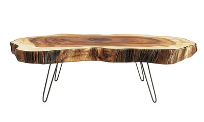 Rustic live edge coffee table home living room natural wood furniture cozy atmosphere eye-level view interior design concept