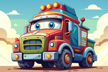 colorful toy truck isolated on a sky background. children’s playtime themes, early education visuals, or toy store advertising illustrations