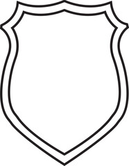police badge shape icon in line. isolated on transparent background