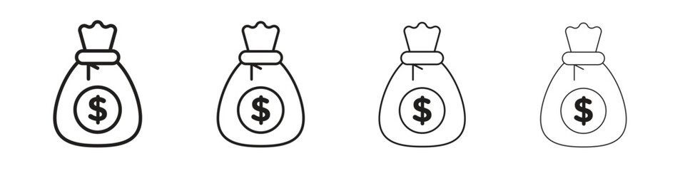 Money bag icon outline vector pack. Best for web, mobile, ui