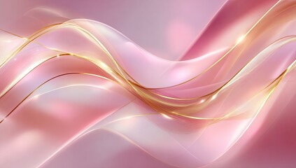 Naklejka premium Abstract, flowing, rose-gold waves on a soft pink background