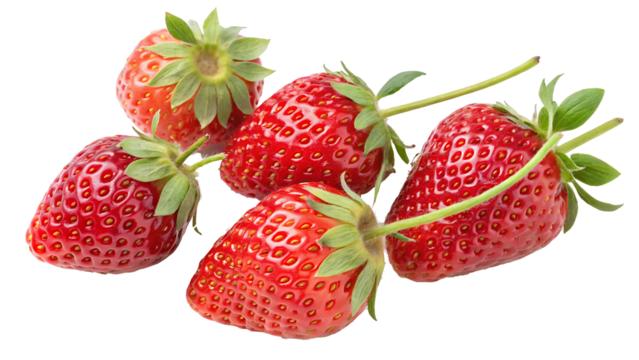 fresh strawberries on isolated transparent background