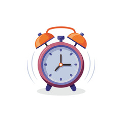 Ringing alarm clock isolated flat vector illustration white background