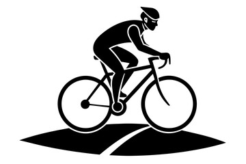Fototapeta premium Cyclist riding bicycle sport race athlete road cycling silhouette vector illustration