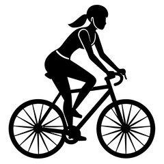 Obraz premium Woman riding bicycle sport fitness activity cycle silhouette vector illustration
